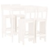 Set de bar pentru gradina, 5 piese, alb, lemn masiv de pin