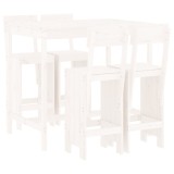 Set de bar pentru gradina, 5 piese, alb, lemn masiv de pin