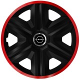 Set 4 Capace Roti pentru Nissan Nou, model Fast Black Cu Rama Rosie, R15