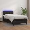 vidaXL Pat cu arcuri, saltea și LED, negru, 90x200 cm, piele ecologică 3134201