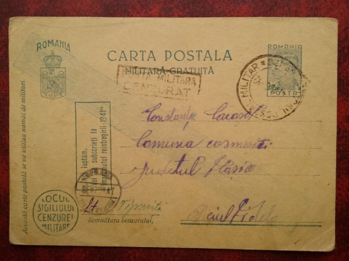 1942-C.P.circ. CENZURAT ,Posta Militara Cenzurat-3 stampile