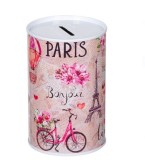 Pusculita metalica 8, 5 x 12, 5 cm, model Pink Paris, roz/bej, ConceptSeller, Oem