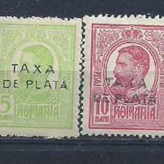 Romania 1918 - Carol I-Tipografiate cu supratipar "Taxa de Plata", sarniera DB13