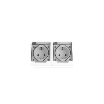 Priza Dubla cu Capac PT IP54 foto