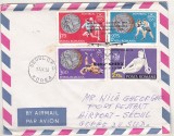 bnk fil Romania - plic circulat Romania - Coreea de Sud - JO Seul 1988 - zbor TAROM