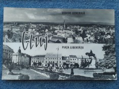224- Cluj-Napoca -Piata Libertatii Vedere Generala /carte postala circulata RPR
