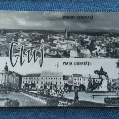 224- Cluj-Napoca -Piata Libertatii Vedere Generala /carte postala circulata RPR