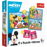 Set 2 Puzzle-uri + Note de joc, Trefl, Mickey Mouse and Friends, 3+