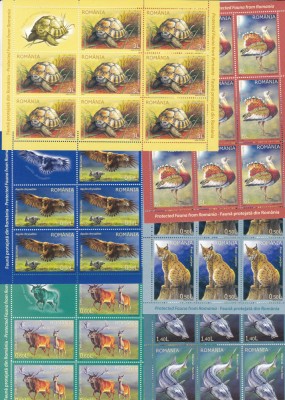 2009 LP 1841 b FAUNA PROTEJATA DIN ROMANIA MINICOLI DE 8 TIMBRE+1 VINIETA MNH foto