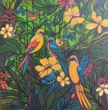 JUNGLA tablou pictat manual 50&times;50 cm