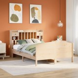 vidaXL Pat cu bibliotecă fără saltea, 140x200 cm, lemn masiv de pin 3323143