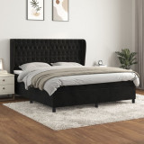 VidaXL Pat box spring cu saltea, negru, 180x200 cm, catifea