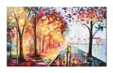 Cumpara ieftin Tablou pictat manual dormitor, living, Impreuna pentru totdeauna, pictura 100x60cm ulei pe panza in cutit efect 3D, Magistral