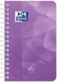 Carnet Oxford Lagoon, 9x14 90 file, spira dubla, hartie Optik 90g/mp, patratele, culoare mov