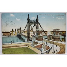 BUDAPESTA , PODUL ELISABETA , CARTE POSTALA , 1921