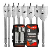 Set 8 burghie plate, dalti pentru lemn 12-32mm Verke