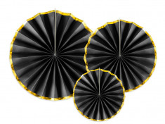 Set 3 decoratiuni Rosettes, negru, 23cm, 32cm, 43cm foto