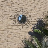 Oglindă de perete pentru grădină Sunburst, negru, 60 cm