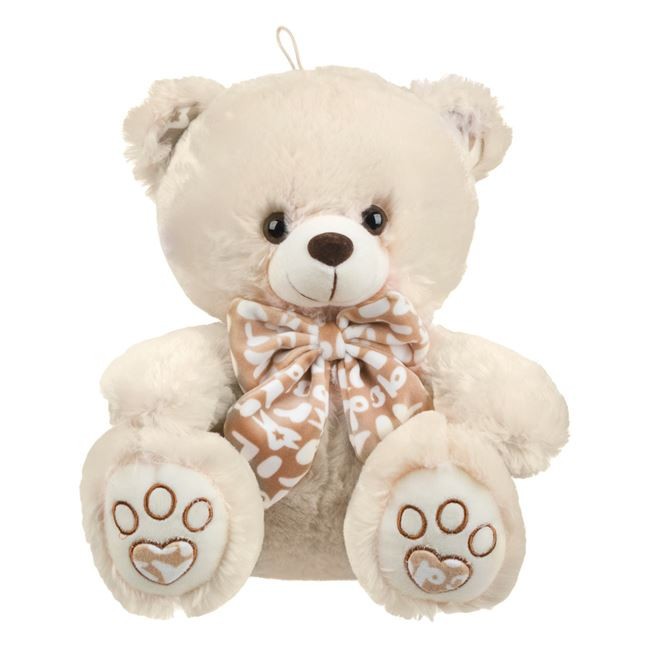 Urs panda bej cu papion 25x21x28cm