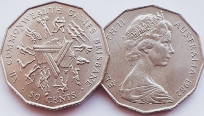 2345 Australia 50 cents 1982 Elizabeth II Brisbane Commonwealth Games km 74 UNC foto