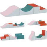 AIYAPLAY Set de cățărare și t&acirc;r&acirc;re din 3 piese pentru copii mici, Piele ecologică, Spumă, Gri deschis | Aosom Romania