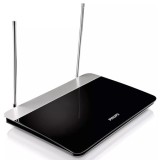 Antena TV Digitala 4K Philips, Amplificare 47dB, Filtru GSM/4G, VHF/FM, Design Plat, Cablu 1.8m
