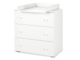 Comoda Bebe Infasat Klups Paula Alb, 3 Sertare, Masa Inclusa, 80x73x88 cm, PAL, Garantie 24 Luni