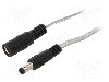 Cablu alimentare DC, DC 5,5/2,5 mufa, DC 5,5/2,5 soclu, transparent, 2m, BQ CABLE - DC.EXT.8600.0200