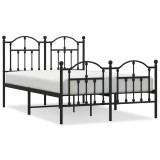Cumpara ieftin Cadru pat metalic cu tablie de cap/picioare, negru, 120x200 cm