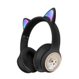 Cumpara ieftin Casti Wireless Q-E75 pentru Copii, Fox Ear, Bluetooth 5.3, Pliabile, Microfon, Negre - Autonomie 28h, Suport Card TF