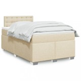 Cumpara ieftin Pat continental cu saltea, crem, 120x190 cm, textil