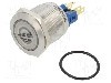 Intrerupator anti-vandalism, OFF-(ON), &Oslash;22mm, ONPOW - GQ22-11ZET/W/24V/S