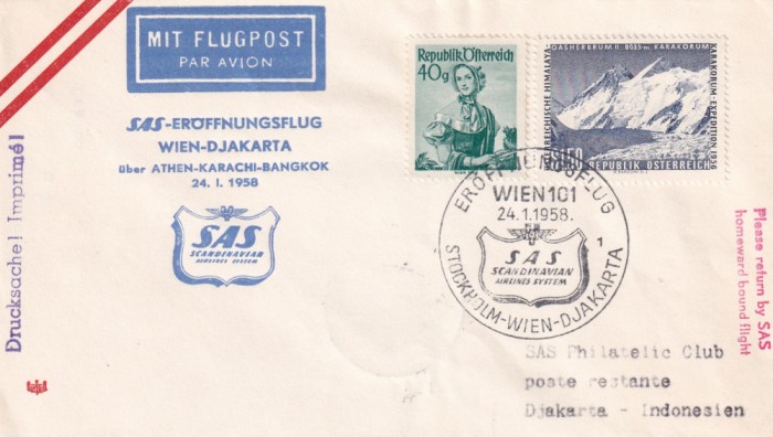 FILATELIE TEMATICA - PLIC AUSTRIA TEMATICA AVIATIE