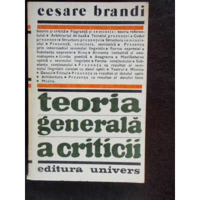 TEORIA GENERALA A CRITICII - CESARE BRANDI foto