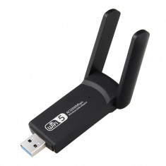 Adaptor Wireless Techstar® AC 1300 Dual-Band, 1200Mbps, USB 3.0, 2.4G/5G, Long Range, 2 Antene, Negru