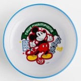 Bol rotund anti-alunecare cu decor Mickey, plastic, alb, pentru copii, CMCLASS