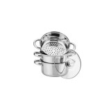 Set de 4 piese, oala pentru fiert cu abur, inox, 18 cm 2.5 litri Kinghoff