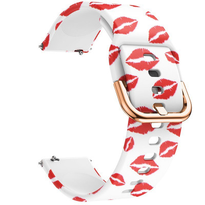 Curea din silicon, compatibila Moto 360 2nd gen 42mm, telescoape Quick Release, 20mm, Red Kiss foto