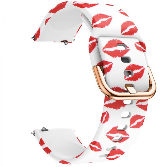 Curea din silicon, compatibila Ticwatch E, telescoape Quick Release, 20mm, Red Kiss