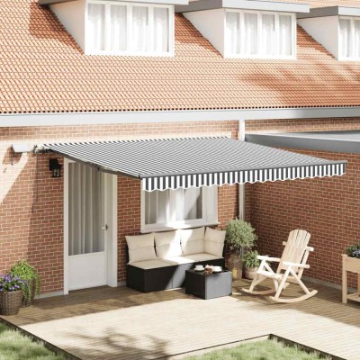 Copertină retractabilă manual cu LED, antracit/alb, 400x300 cm foto