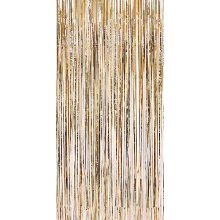 Perdea franjurata, flippy, model decor petrecere, pentru fundal de poze, amenajare colorata a petrecerii, dimensiune 100x200 cm, gold sampanie