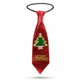 Cravata de Craciun &ndash; cu sclipici &ndash; roșie &ndash; 41 x 11 cm