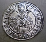 Moneda Argint Austria Salzburg 3 Kreuzer 1691 AUNC Johann Ernst, KM# 249, 1.6g
