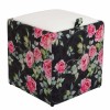 TABURET BOX - PRINT - CORP TRANDAFIRI FOND NEGRU/CAPAC IMITATIE PIELE DIVERSE CULORI - Visiniu 21902