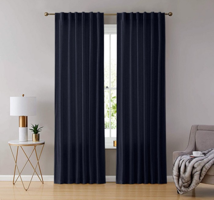 Draperie din catifea cu rejansa transparenta cu ate pentru galerie, Madison, 200x260 cm, densitate 700 g/ml, Aegean, 1 buc