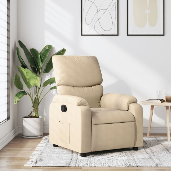 Fotoliu rabatabil, crem, material textil
