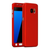Husa Samsung Galaxy S7 Full Cover 360, Folie Protectie, Rezistenta Apa/Socuri/Zgarieturi, Plastic, Rosu