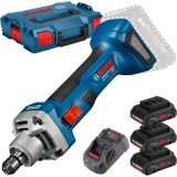 Bosch GGS 18V-20 + 0615990L1R - Polizor drept 6 mm + Set 3 acumulatori si incarcator Li-Ion 18 V 4 Ah valiza speciala