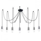 Candelabru Neso Gri/Negru Pvc/Beton 7 Becuri Neregulate Minimalist De Interior