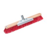 Mătură exterior 60 cm cu margine raschetare, suport lemn, fire elastan roșu, ideală gheață/zăpadă